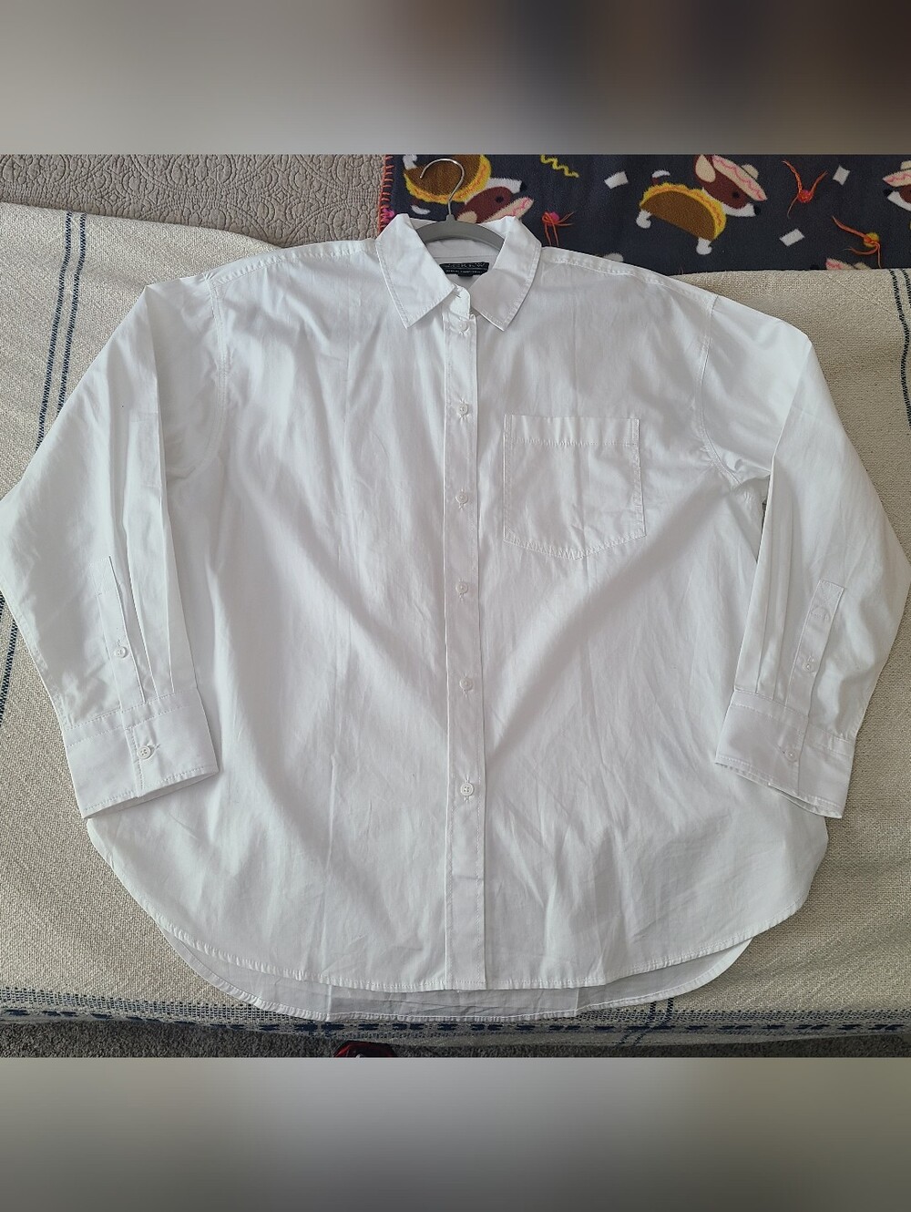 J Crew White Etienne Oversized Fit Long Sleeve Button Down Shirt Size S